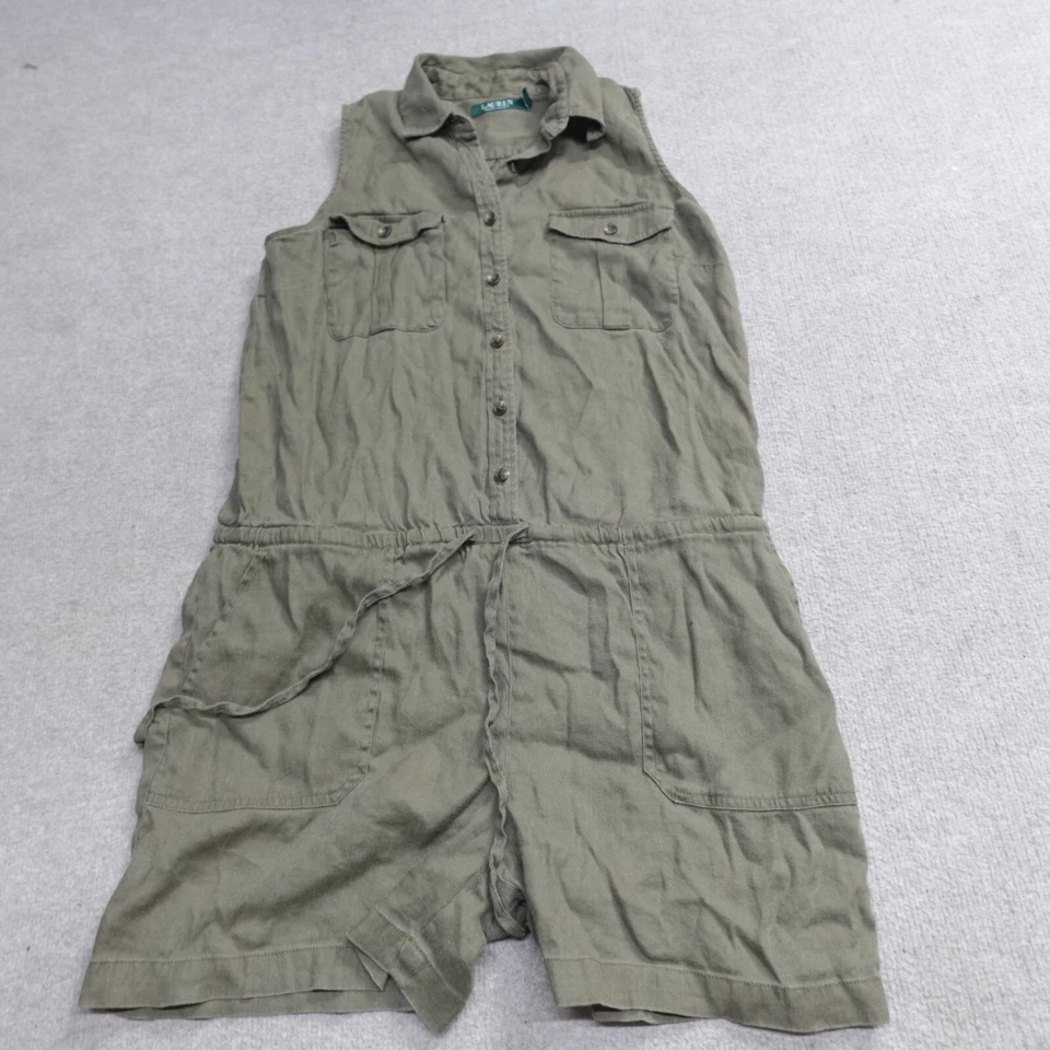 Женский комбинезон Lauren Ralph Lauren 14 цвет зеленый оливковая льняная смесь без рукавов - Изображение 1 из 4