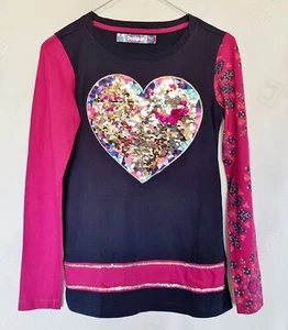 AUTHENTIC DESIGUAL POP ART LOGO BEADS BLUE PINK GIRLS TOP BLOUSE-SIZE:US12/154 - Picture 1 of 8