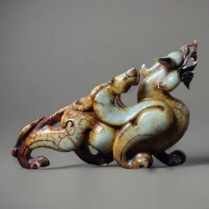 Old Natural Xiu Jade PiXiu Phylactery Guardian Beast Brave Troops Statue - Picture 1 of 8