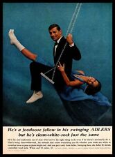 1964 Adler SC Shrink Control Wool Dress Socks Women Swinging In A Dress Print Ad