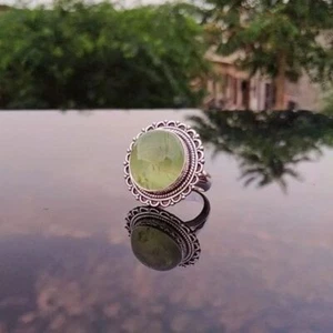 Prehnite Gemstone 925 Sterling Silver Ring Christmas Jewelry All Size MP-1400 - Picture 1 of 9