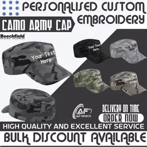 Personalised Custom Beechfield Embroidered Camo Army Cap BC033 Forces Gift - Picture 1 of 7