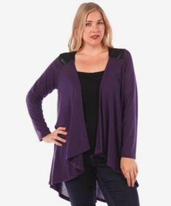 Nuevo cárdigan para mujer talla grande tejido berenjena manga larga (suéter) talla 1X - Imagen 1 de 2