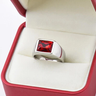 Men Women Gemstone Ring Wedding Stainless Steel Ring Fashion Men's Casual Rings - Image 1 of 4