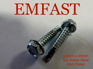 4.8mm x 25mm Self drilling tek screws steel metal roofing cladding 4.8 25 - Picture 1 of 3