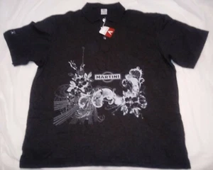 Martini & Rossi schwarzes Polo-Stil Shirt großer Stil Glanz verzaubertes Design neu mit Etikett - Bild 1 von 9