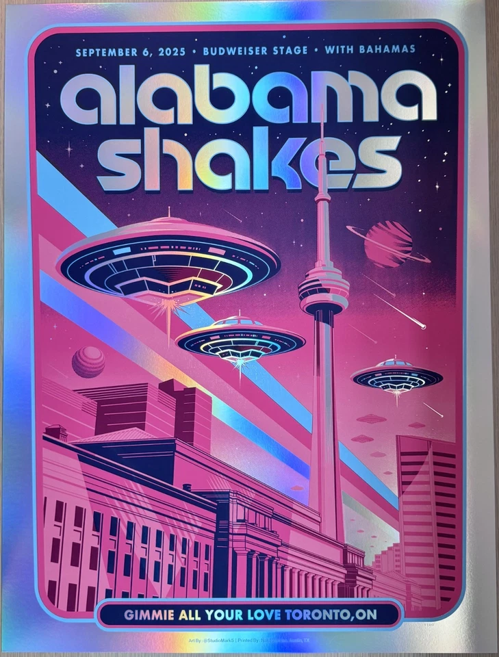 Póster Alabama Shakes 2025 - Mark 5 - variante AP FOIL - Toronto ON - 18x24 Foto 1 de 1