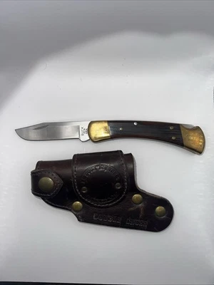 Buck 110 Hunter con hoja modificada y funda/funda de cuero de doble cruz Foto 1 de 4