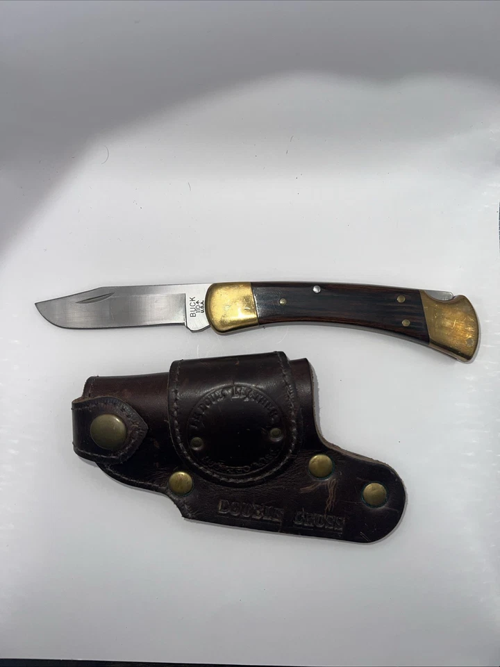 Buck 110 Hunter con hoja modificada y funda/funda de cuero de doble cruz Foto 1 de 4