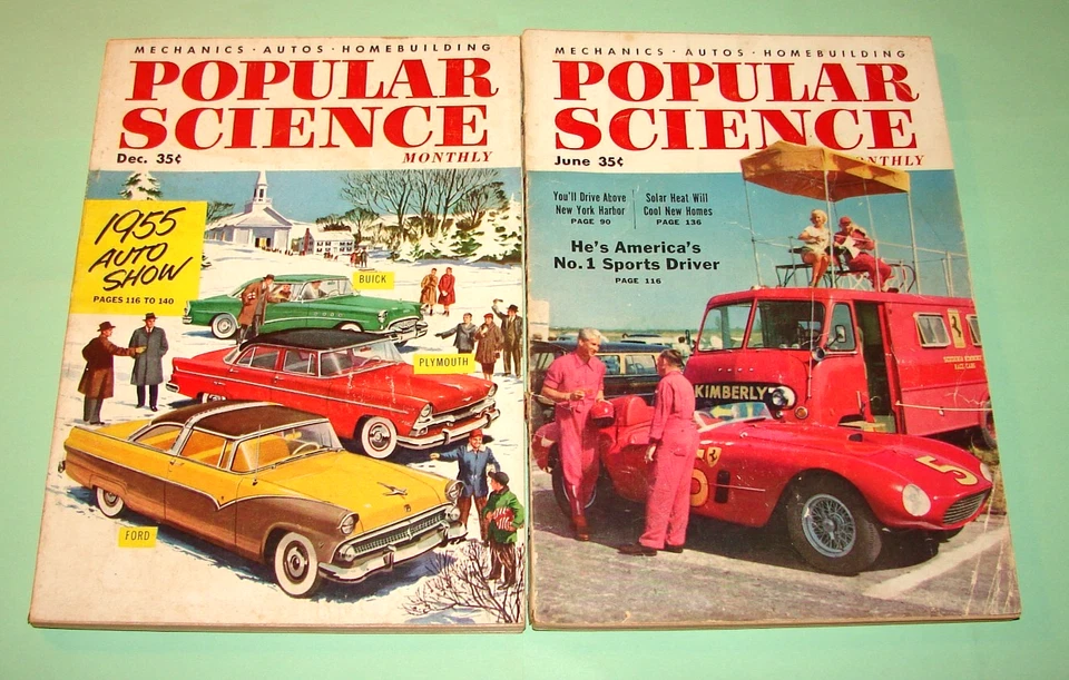 Lot of (2) 1954 1955 Vintage Popular Science Monthly Magazines - Image 1 of 1