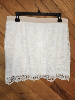 Minifalda American Eagle de encaje blanco roto crochet talla 10 Foto 1 de 4