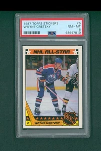 1987 Topps Hockey Card - #5 Wayne Gretzky Sticker, PSA 8 EXMT - Picture 1 of 2