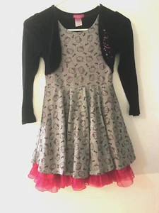Hello Kitty Skater Dress Pink, Gray, Black Girls size 6X - Sanrio - Picture 1 of 4