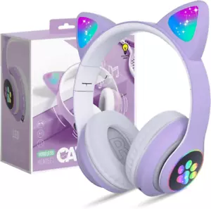 Auriculares Bluetooth con Cancelación de Ruido para Niños,Audífonos Plegables para Gatos con LED - Imagen 1 de 11