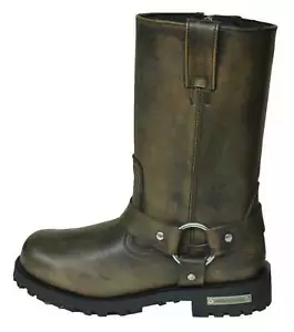 Unik Just for Bikers Men's Premium Leather Antique Motorcycle Boots, Classic - Picture 1 of 4