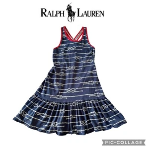 Polo Ralph Lauren girls sleeveless crisscross nautical blue dress size 6 - Picture 1 of 9