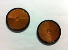 2 Amber Round 60mm Reflectors, with screw hole, mounting on driveway post, etc.