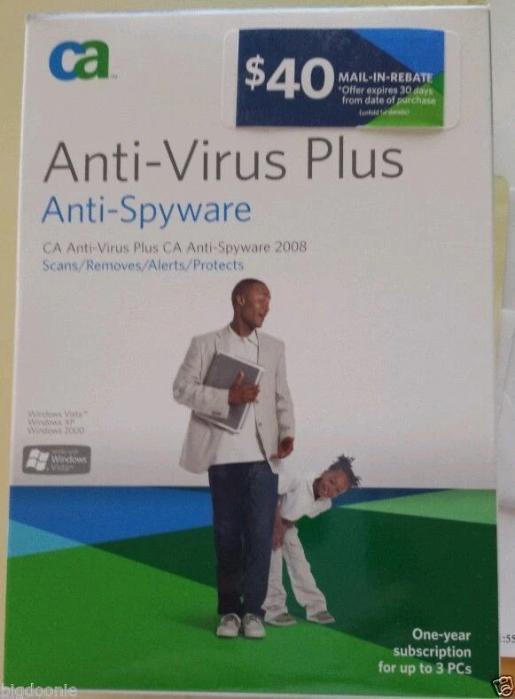 NEW SEALED Computer Associates CA Anti-Virus Plus Anti-Spyware 2008 1 Yr 3 PCs - Image 1 of 1