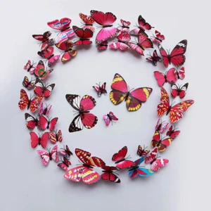 12Pcs 3D Butterfly Wall Stickers Fridge Magnet Art Design Decal Kids Home Decor - Picture 1 of 26