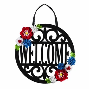 Colgador de puerta de hoja perenne Americana Welcome corte láser decoración 2DHF1588 - Imagen 1 de 4