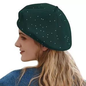 Knitted Beret Hats for Women French Beret Hat with Small Glitter Sequins Styl... - Picture 1 of 8