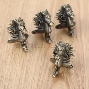 Retro Horse Head Furniture Table Box Corner Protectors Feet Leg Craft Corner 4pc - Picture 1 of 12