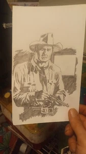 Cowboy Black And White Drawing - Picture 1 of 1