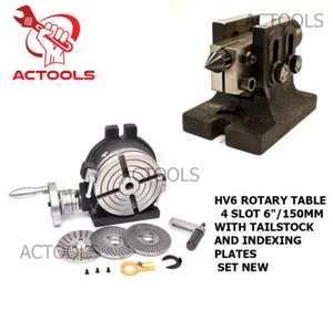 4 Slot 6" 150 mm With Tailstock And Indexing Plates Set HV6 Rotary Table USA - Picture 1 of 16