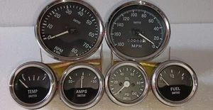 Smiths Replica Kit- Elec Temp + Oil + Fuel + Amp Gauge+Speedometer +Tacho 100 mm - Picture 1 of 8