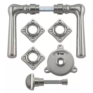 Set rosette wc bagno maniglia porta maniglie porta nichel lucido anni 20 JCB - Foto 1 di 1