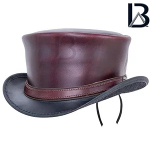 El dorado Steampunk Deadman Biker top Hat Leather Top Hat Gothic Top Hat - Picture 1 of 5