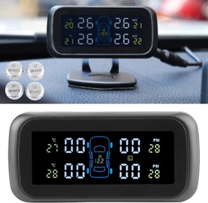 TPMS Wireless Auto Pressione Pneumatici 4 Sensori LCD Solare USB 433MHz - Foto 1 di 9