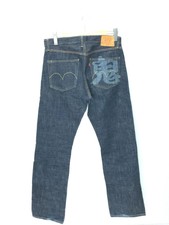 ONI DENIM Jeans Japan Denim Straight Cotton Indigo Oni Kanji W32 L34 Pre-owned