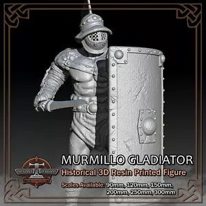 Gladiador romano Murmillo - modelo de figura impresa en resina 3D - escala 90 mm a 300 mm - Imagen 1 de 11