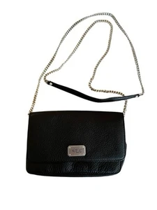 Ralph Lauren Winston 19 Schwarz Leder Mini Umhängetasche Silber Kette - Bild 1 von 5