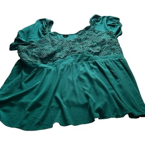 Torrid Crinkle Gaze Spitze Puff Kurzarm Bluse grün Damen NEU Größe 5X - Bild 1 von 9