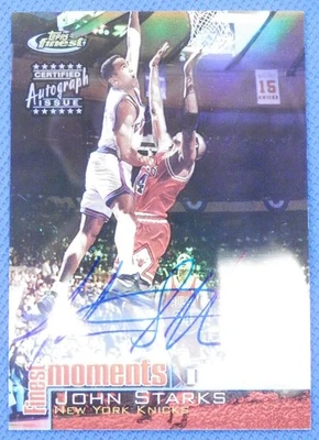 2000 Topps Finest Moments Refractor John Starks Dunk On Michael Jordan с автографом - Изображение 1 из 3