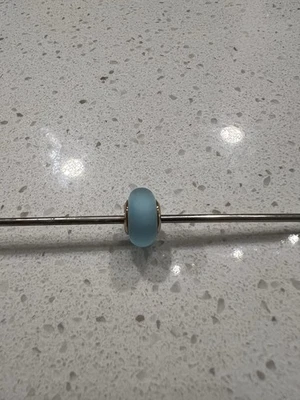 Auténtico Pandora Mate Azul Cristal de Murano Dije Oro Rosa Foto 1 de 3