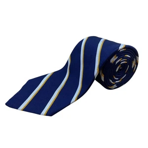 Vintage Brooks Brothers Navy Yellow White Striped All Silk Necktie Classic Fit - Picture 1 of 7