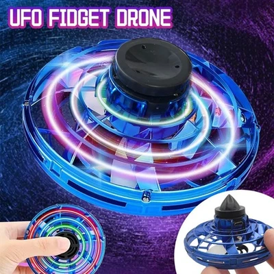 Flying Fidget Spinner Drone Ball UFO Stress Focus Hand Fun Toy LED Kids & Adults - Bild 1 von 4