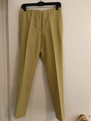 Dries Van Noten女式芥末棉亚麻混纺直筒裤FR 36 — 第 1/4 张图片