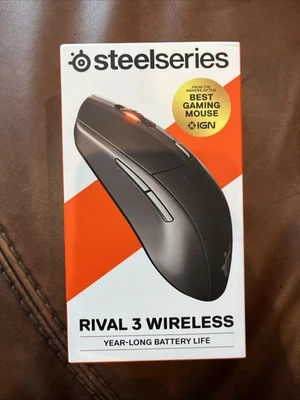 SteelSeries Rival 3 Wireless Gaming Mouse  18,000 DPI, Bluetooth/USB, RGB, Black - Image 1 of 2