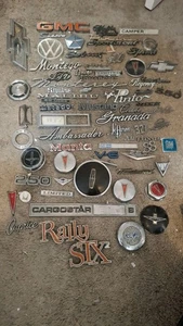 VINTAGE METAL CAR / TRUCK EMBLEM LOT FOR DISPLAY OEM FORD BUICK CHEVY DODGE MOPR - Picture 1 of 11