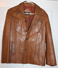 VTG 1970s Fantastic International Men's Brown Leather Button Up Jacket 46 pimp