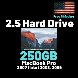 Disco duro Macbook Pro 250 GB 2,5" OS X El Capitan 2007 2008 2009 - Imagen 1 de 3