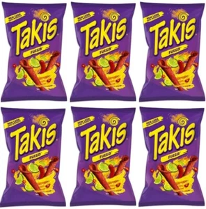 913387 6 X 280G PACKET TAKIS FUEGO HOT CHILLI PEPPER & TIME TORTILLA CHIPS SPICY - Picture 1 of 1