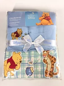 NEW 2004 Disney Winnie the Pooh 29x30 3 Piece Flannel Blanket Set - Picture 1 of 4