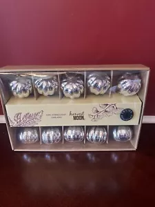 Mercury Glass Pumpkin Beaded LED String Lights Garland Fall Thanksgiving Decor - Picture 1 of 6