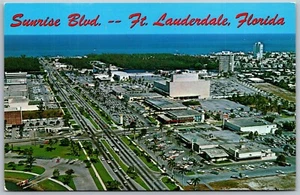 Postal de colección Ft Lauderdale Florida FL Sunrise Boulevard centro comercial vista - Imagen 1 de 2
