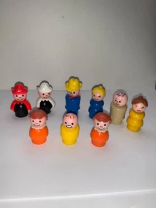 9 Vintage FP Fisher Price Farmer Firemen men women Figures - Picture 1 of 6